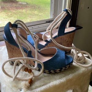 Bran new denim wedges